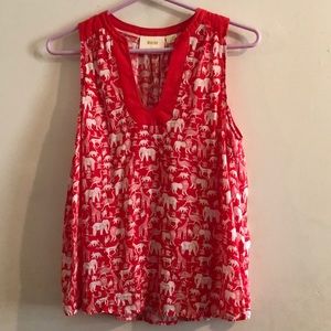 Amazing NWOT Red Anthropologie Blouse w/ Animals